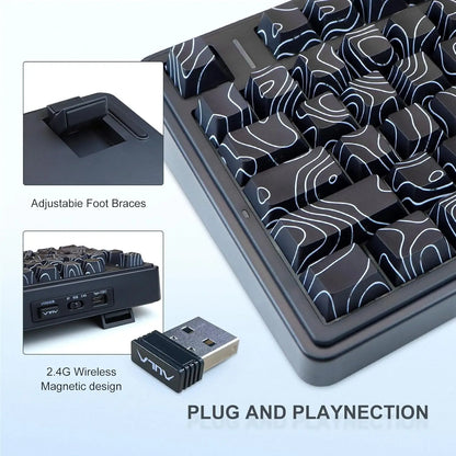 AULA F75 Wireless Game Mechanical Keyboard RGB Light Customized 75% Layout Tri Modes Keyboards W/ Contour Side Carved PBT Keycap
