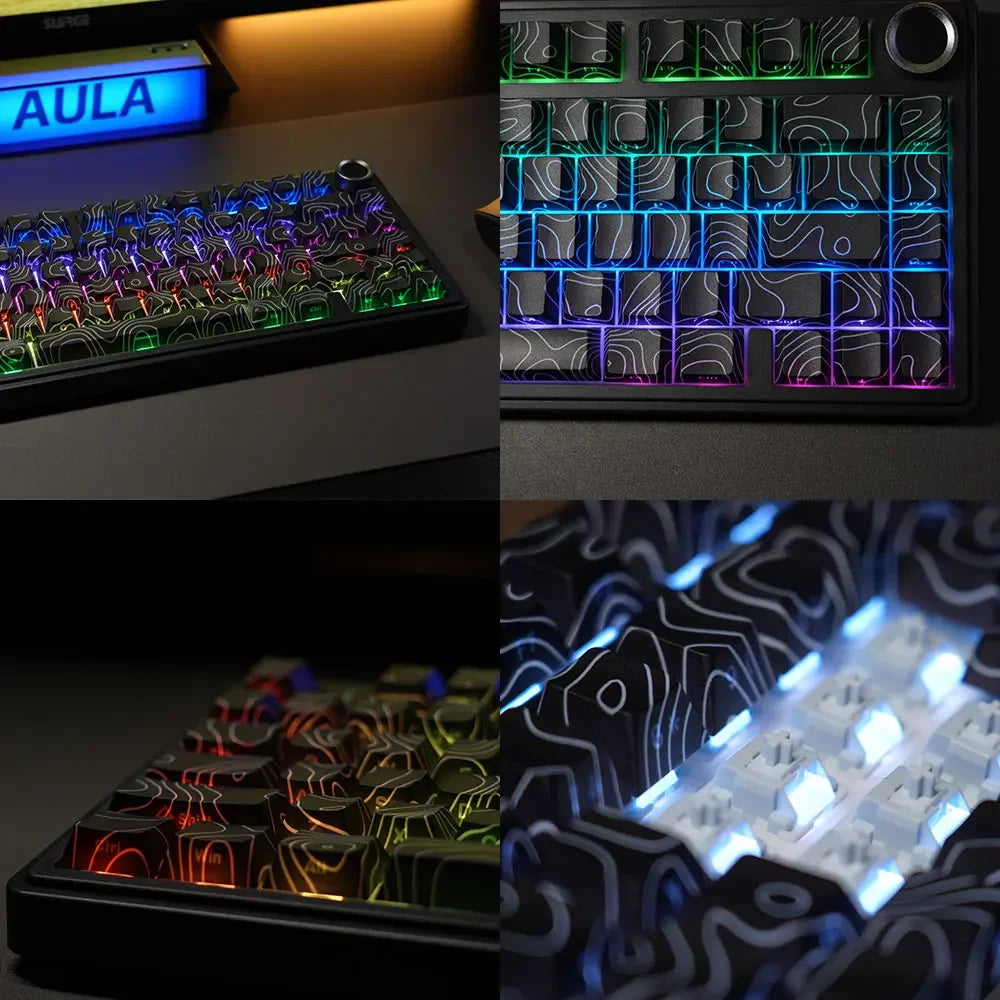AULA F75 Wireless Game Mechanical Keyboard RGB Light Customized 75% Layout Tri Modes Keyboards W/ Contour Side Carved PBT Keycap