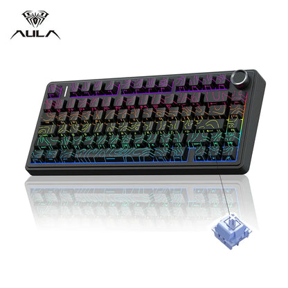 AULA F75 Wireless Game Mechanical Keyboard RGB Light Customized 75% Layout Tri Modes Keyboards W/ Contour Side Carved PBT Keycap